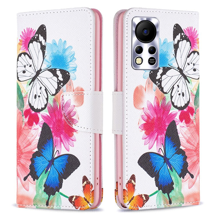 For Infinix Hot 11s NFC 4G / X6812B PU Leather Cover Pattern Flip Wallet Case Stand -  Two Butterflies
