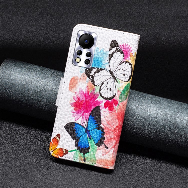 For Infinix Hot 11s NFC 4G / X6812B PU Leather Cover Pattern Flip Wallet Case Stand -  Two Butterflies