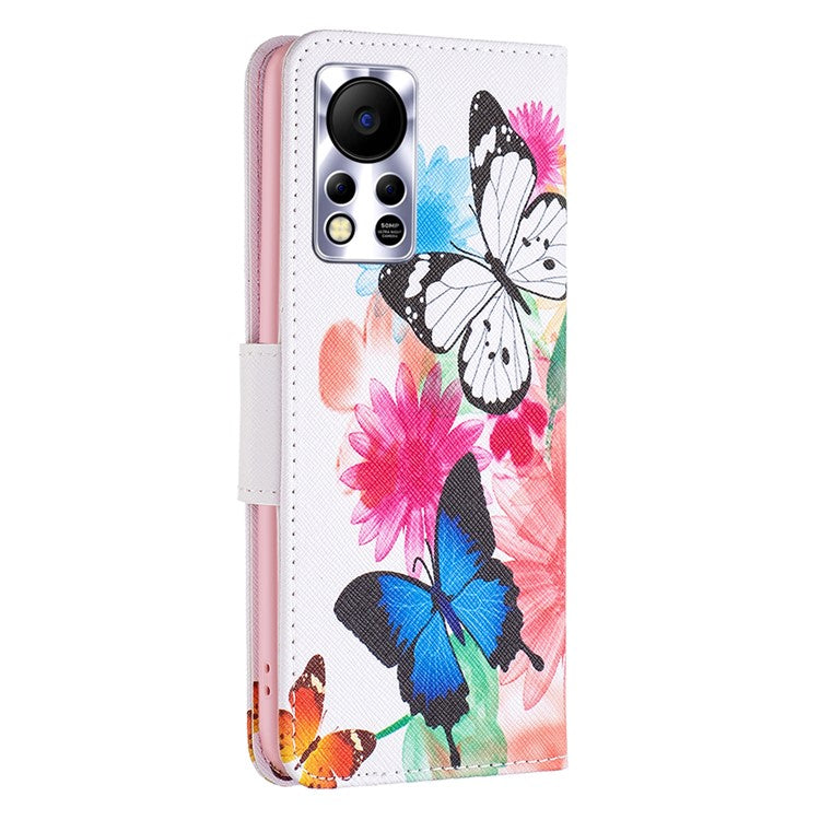 For Infinix Hot 11s NFC 4G / X6812B PU Leather Cover Pattern Flip Wallet Case Stand -  Two Butterflies