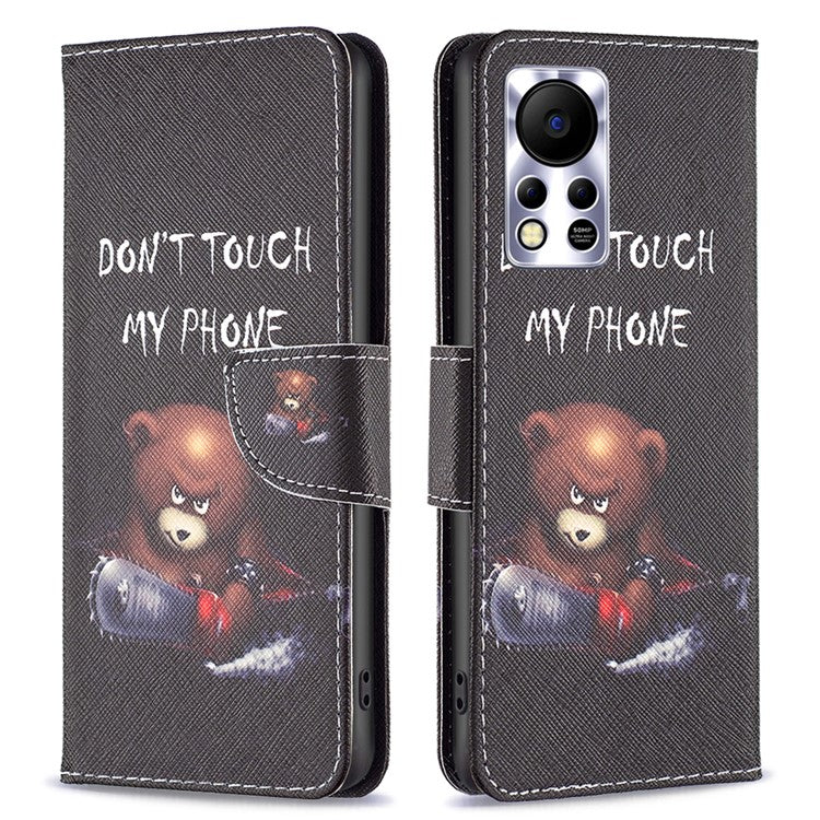 For Infinix Hot 11s NFC 4G / X6812B PU Leather Cover Pattern Flip Wallet Case Stand -  Bear