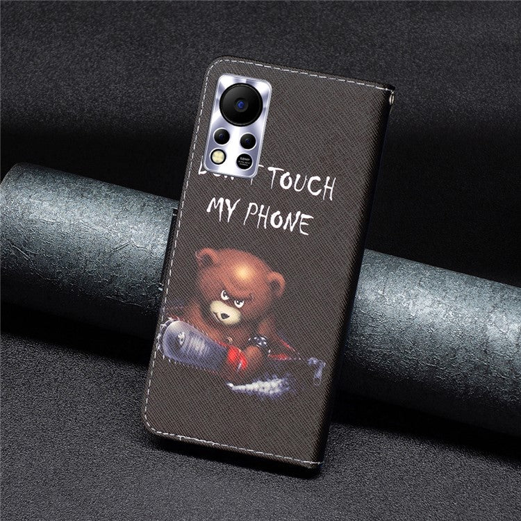 For Infinix Hot 11s NFC 4G / X6812B PU Leather Cover Pattern Flip Wallet Case Stand -  Bear