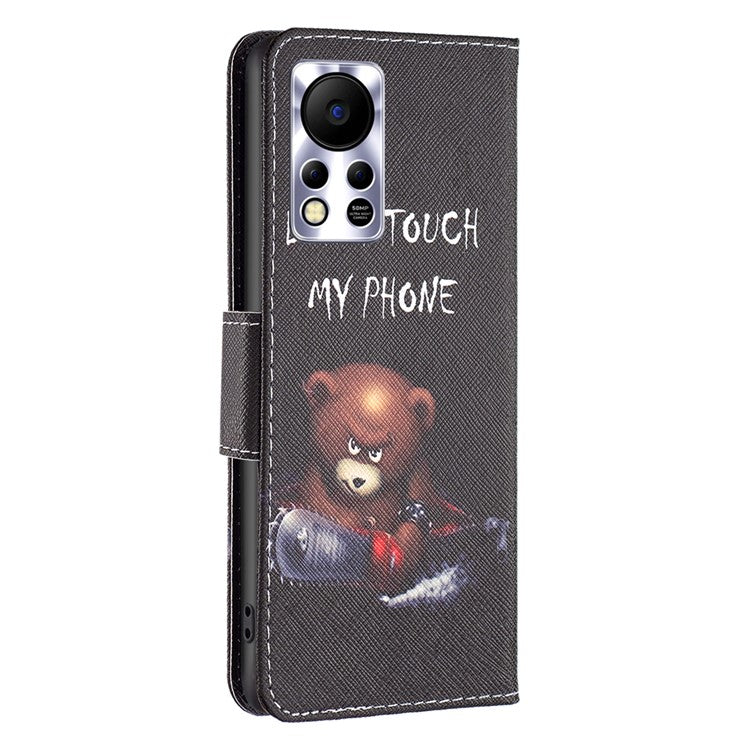 For Infinix Hot 11s NFC 4G / X6812B PU Leather Cover Pattern Flip Wallet Case Stand -  Bear