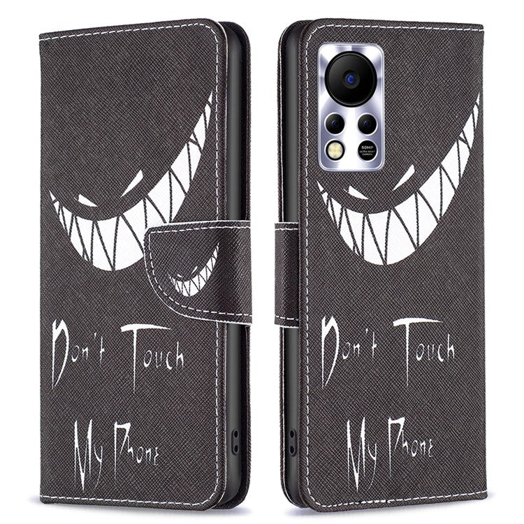 For Infinix Hot 11s NFC 4G / X6812B PU Leather Cover Pattern Flip Wallet Case Stand - Don't Touch My Phone