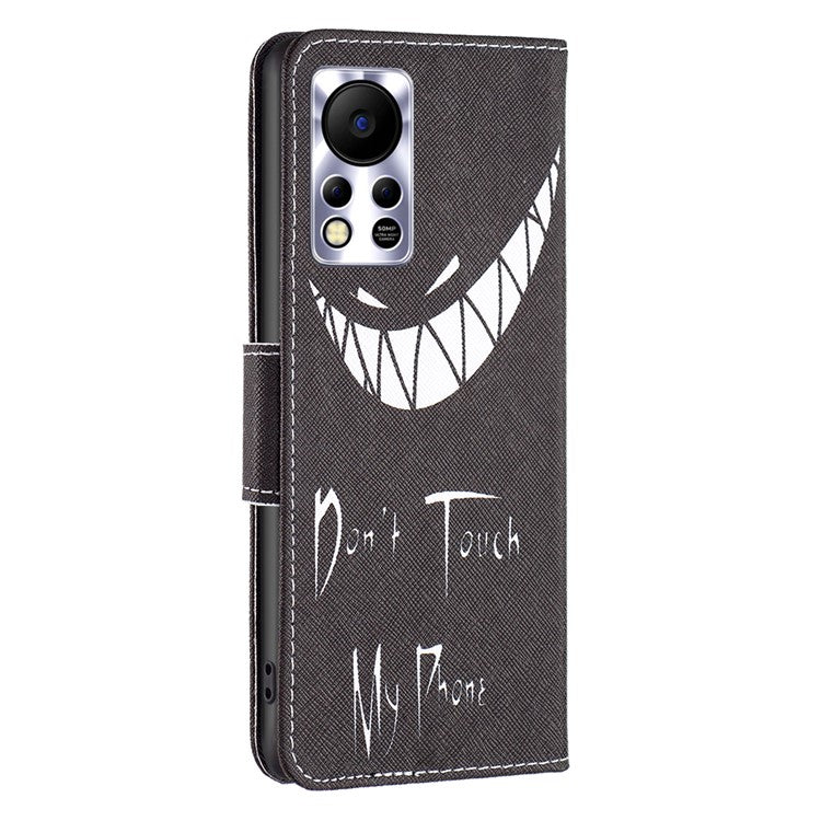 For Infinix Hot 11s NFC 4G / X6812B PU Leather Cover Pattern Flip Wallet Case Stand - Don't Touch My Phone