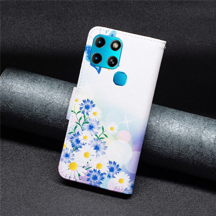 For Infinix Smart 6 / X6511B PU Leather Phone Wallet Case Magnetic Closure Pattern Flip Stand Phone Cover - Butterfly and Flowers