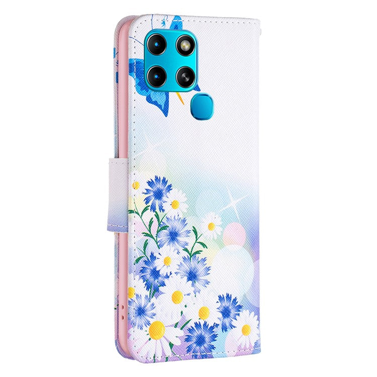 For Infinix Smart 6 / X6511B PU Leather Phone Wallet Case Magnetic Closure Pattern Flip Stand Phone Cover - Butterfly and Flowers