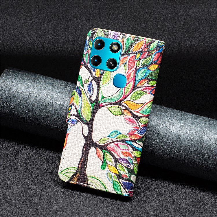 For Infinix Smart 6 / X6511B PU Leather Phone Wallet Case Magnetic Closure Pattern Flip Stand Phone Cover - Life Tree