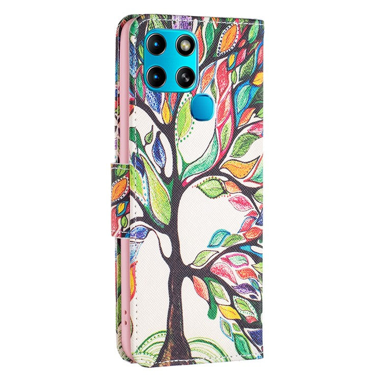 For Infinix Smart 6 / X6511B PU Leather Phone Wallet Case Magnetic Closure Pattern Flip Stand Phone Cover - Life Tree