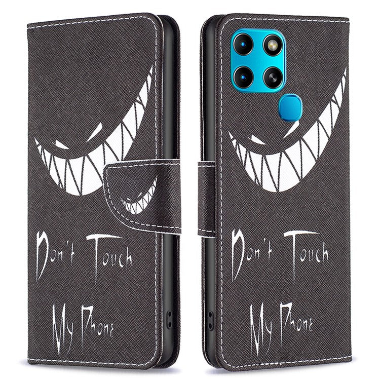 For Infinix Smart 6 / X6511B PU Leather Phone Wallet Case Magnetic Closure Pattern Flip Stand Phone Cover - Don't Touch My Phone