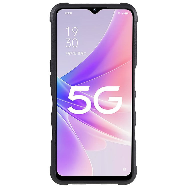 For Oppo A57 4G / A57s 4G / A57e 4G / A77 4G / A77 5G / A57 (2022) 5G / Realme Q5i / V23 5G / OnePlus Nord N20 SE 4G / Nord N300 5G PC+TPU Phone Case Ring Holder Kickstand Cover - Black