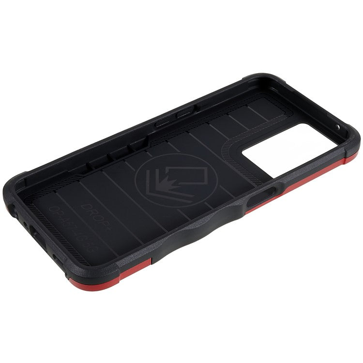 For Oppo A57 4G/A57s 4G/A57e 4G/A77 4G/A77 5G/A57 (2022) 5G/Realme Q5i/V23 5G/OnePlus Nord N20 SE 4G/Nord N300 5G PC+TPU Phone Case Ring Holder Kickstand Cover - Red