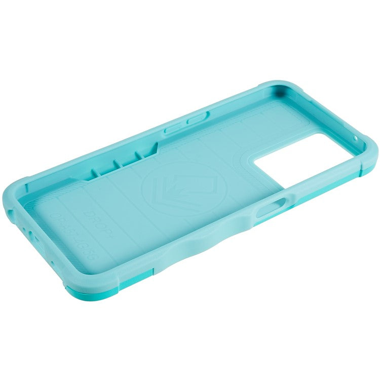 For Oppo A57 4G/A57s 4G/A57e 4G/A77 4G/A77 5G/A57 (2022) 5G/Realme Q5i/V23 5G/OnePlus Nord N20 SE 4G/Nord N300 5G PC+TPU Phone Case Ring Holder Kickstand Cover - Mint Green