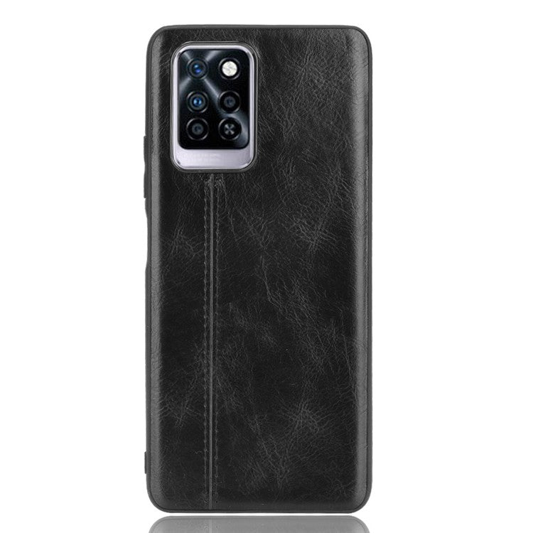 For Infinix Note 10 Pro X695 / Note 10 Pro NFC X695C Cowhide Texture Phone Back Cover PU Anti-Scratch Stitching Phone Case - Black