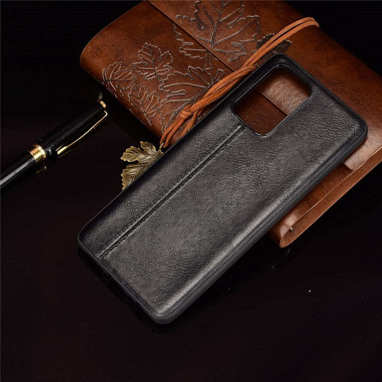 For Infinix Note 10 Pro X695 / Note 10 Pro NFC X695C Cowhide Texture Phone Back Cover PU Anti-Scratch Stitching Phone Case - Black