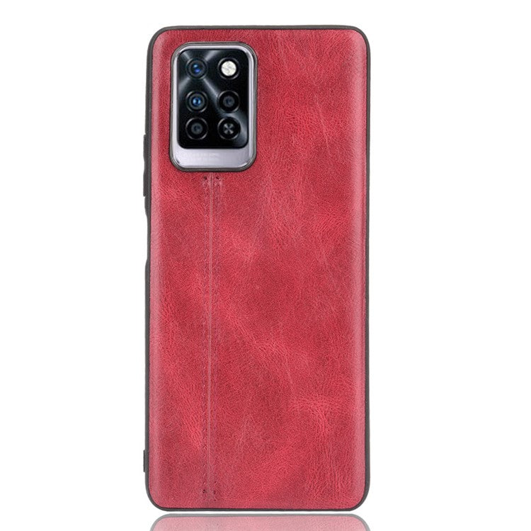 For Infinix Note 10 Pro X695 / Note 10 Pro NFC X695C Cowhide Texture Phone Back Cover PU Anti-Scratch Stitching Phone Case - Red