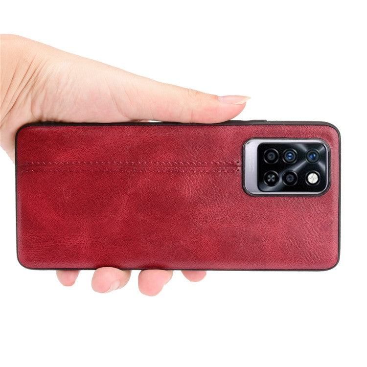 For Infinix Note 10 Pro X695 / Note 10 Pro NFC X695C Cowhide Texture Phone Back Cover PU Anti-Scratch Stitching Phone Case - Red