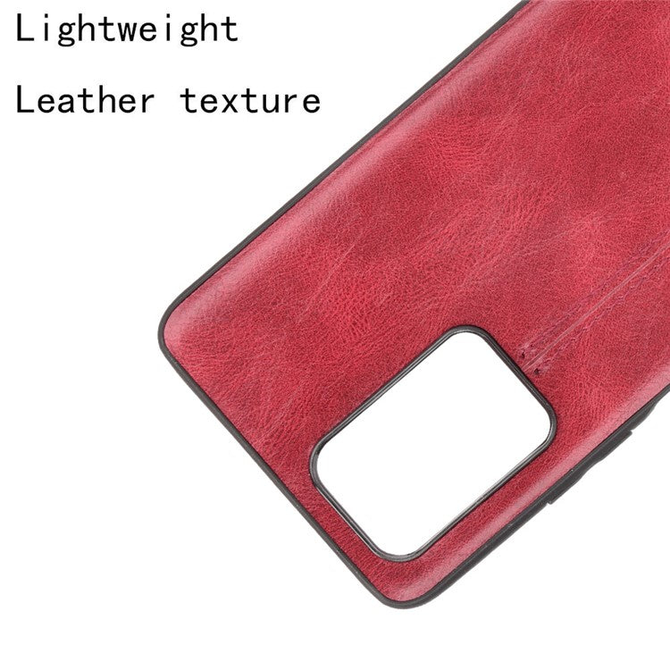 For Infinix Note 10 Pro X695 / Note 10 Pro NFC X695C Cowhide Texture Phone Back Cover PU Anti-Scratch Stitching Phone Case - Red