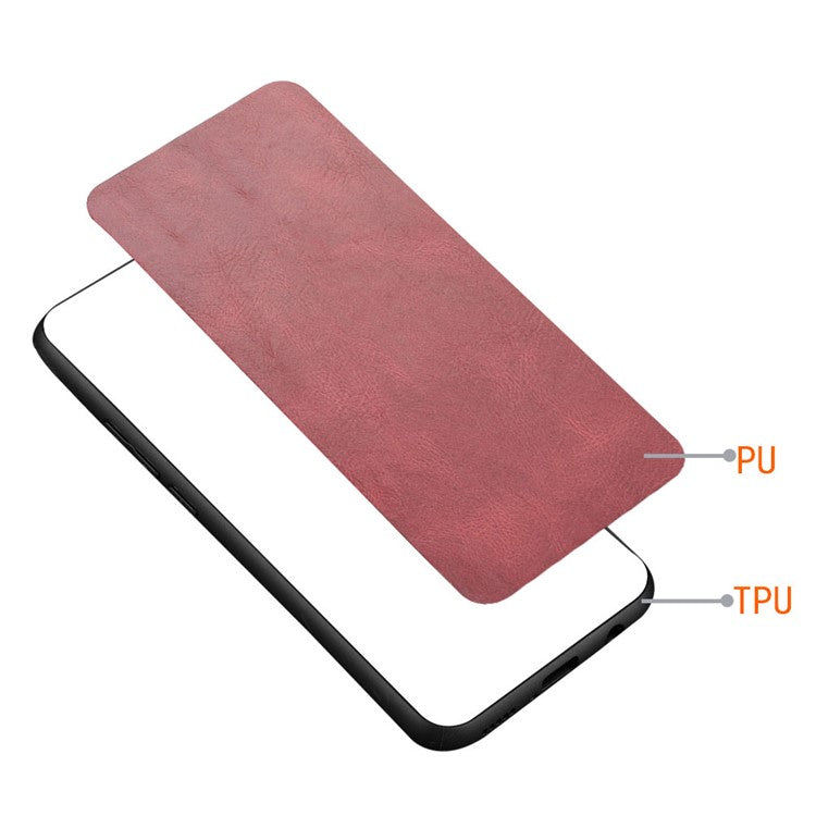 For Infinix Note 10 Pro X695 / Note 10 Pro NFC X695C Cowhide Texture Phone Back Cover PU Anti-Scratch Stitching Phone Case - Red