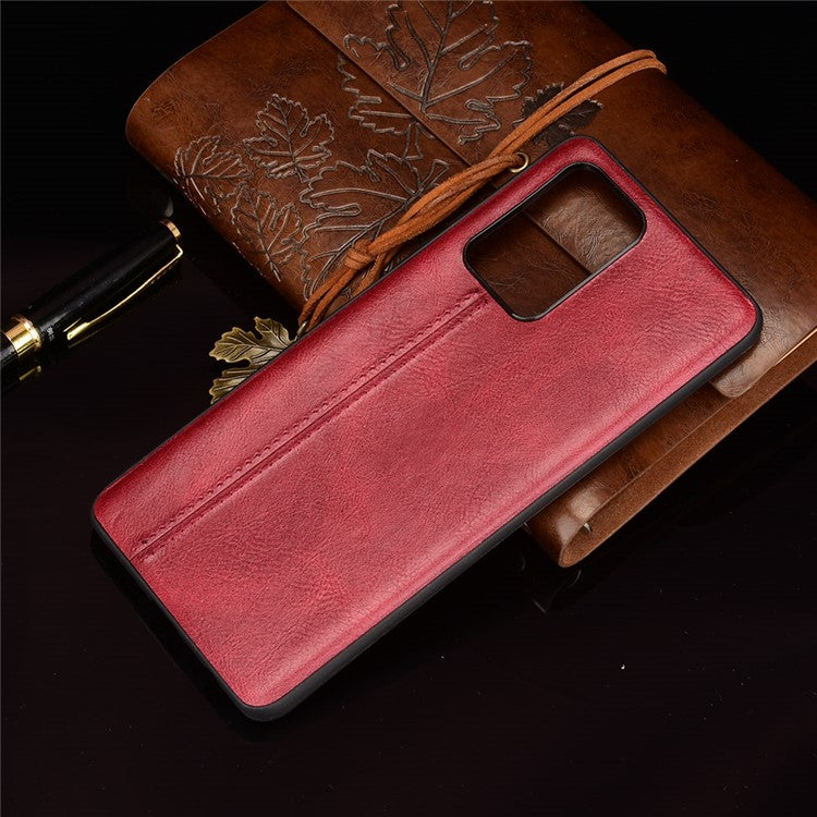 For Infinix Note 10 Pro X695 / Note 10 Pro NFC X695C Cowhide Texture Phone Back Cover PU Anti-Scratch Stitching Phone Case - Red