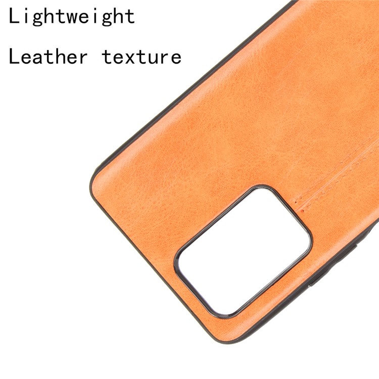 For Infinix Note 10 Pro X695 / Note 10 Pro NFC X695C Cowhide Texture Phone Back Cover PU Anti-Scratch Stitching Phone Case - Yellow