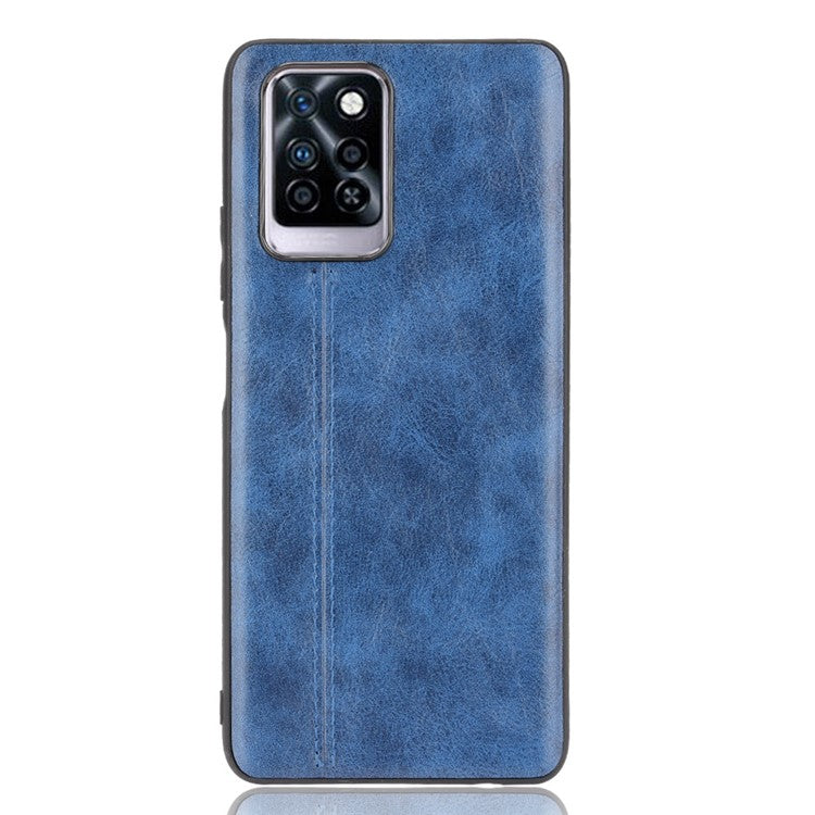 For Infinix Note 10 Pro X695 / Note 10 Pro NFC X695C Cowhide Texture Phone Back Cover PU Anti-Scratch Stitching Phone Case - Blue