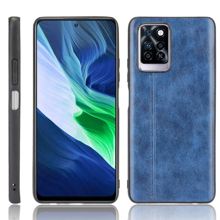 For Infinix Note 10 Pro X695 / Note 10 Pro NFC X695C Cowhide Texture Phone Back Cover PU Anti-Scratch Stitching Phone Case - Blue