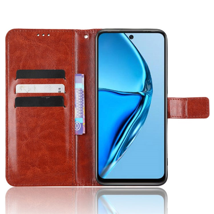 For Infinix Hot 20 4G / X682B Crazy Horse Texture PU Leather Phone Case Phone Stand Wallet Cover - Brown