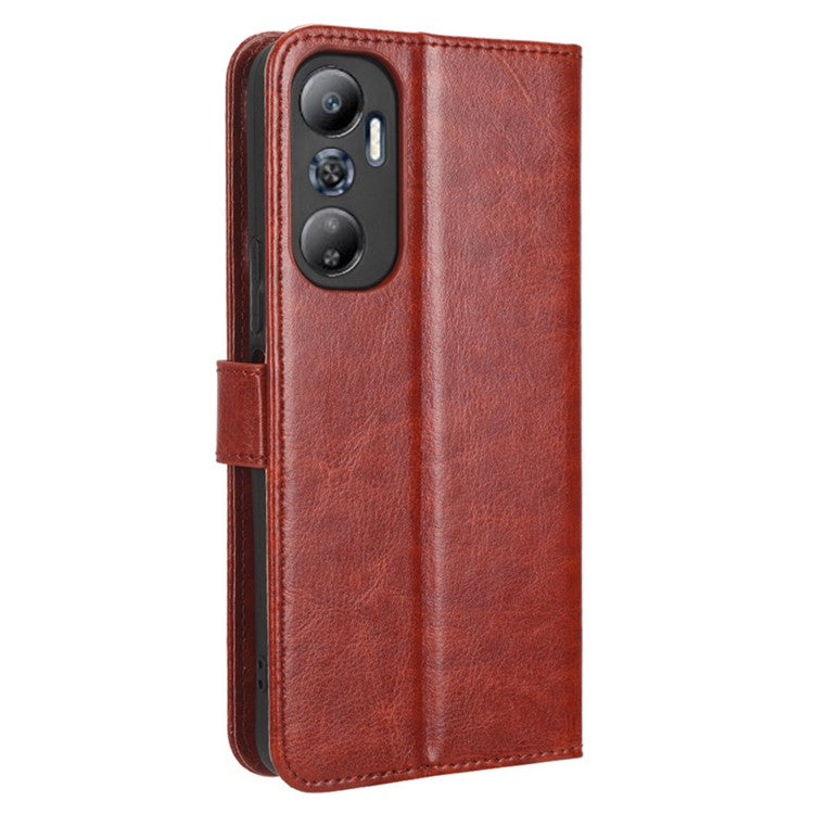 For Infinix Hot 20 4G / X682B Crazy Horse Texture PU Leather Phone Case Phone Stand Wallet Cover - Brown