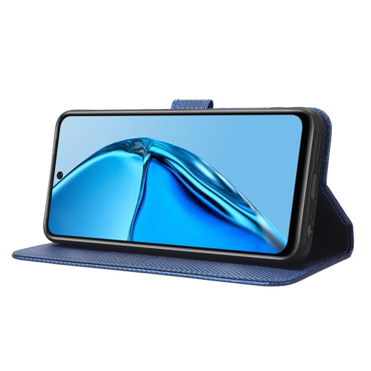 For Infinix Hot 20 4G / X682B Foldable Stand Wallet Cover Magnetic Clasp Diamond Texture PU Leather Phone Case - Blue