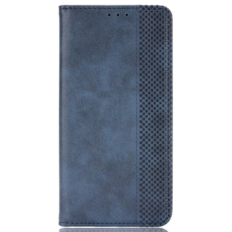 For Infinix Hot 20 4G / X682B Retro Texture Phone Case Imprinted Pattern PU Leather Wallet Phone Cover - Blue