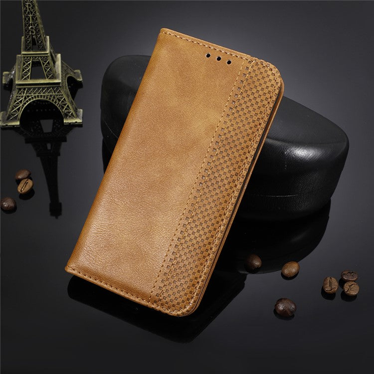 For Infinix Hot 20 4G / X682B Retro Texture Phone Case Imprinted Pattern PU Leather Wallet Phone Cover - Brown