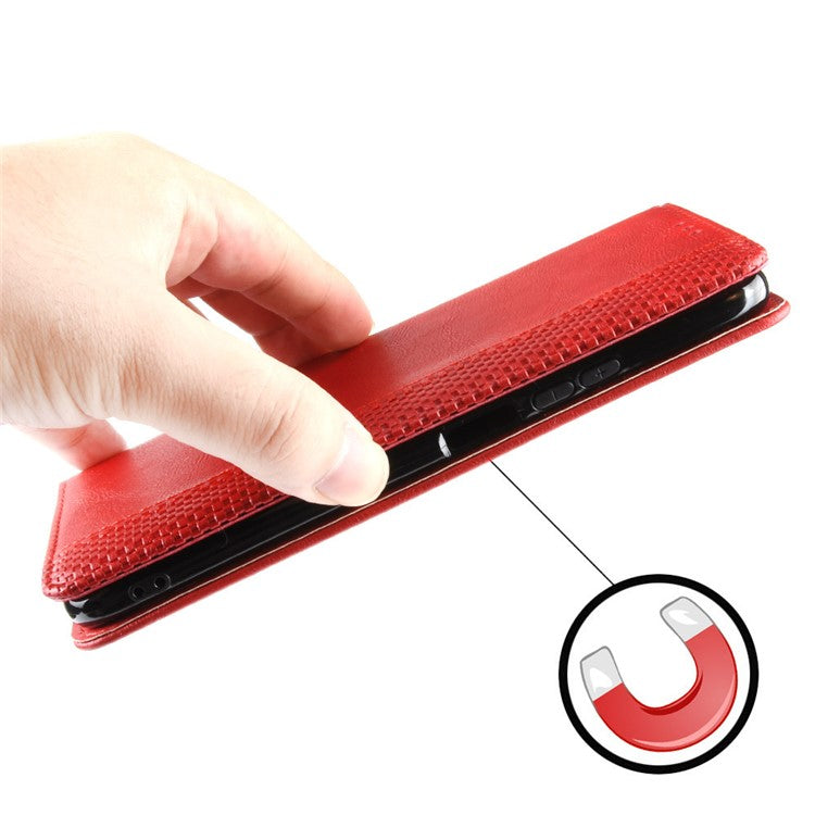 For Infinix Hot 20 4G / X682B Retro Texture Phone Case Imprinted Pattern PU Leather Wallet Phone Cover - Red