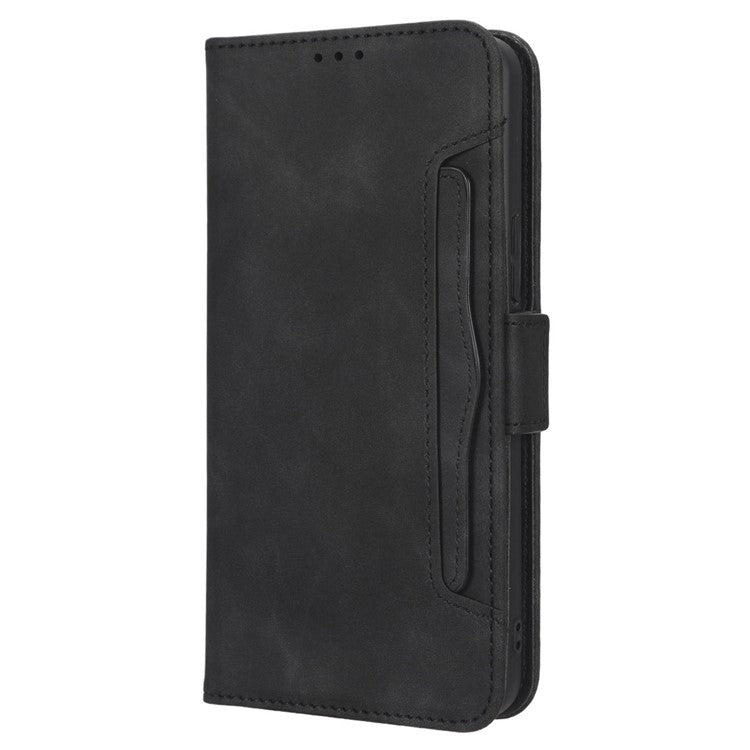 For Infinix Hot 20 4G / X682B Phone Cover Stand Multiple Card Slots PU Leather Wallet Case - Black