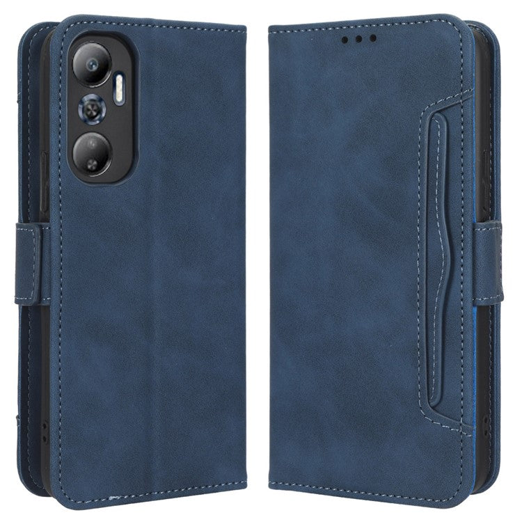 For Infinix Hot 20 4G / X682B Phone Cover Stand Multiple Card Slots PU Leather Wallet Case - Blue