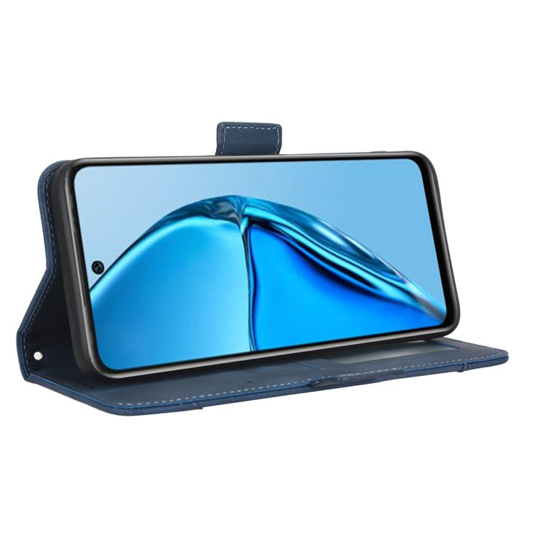 For Infinix Hot 20 4G / X682B Phone Cover Stand Multiple Card Slots PU Leather Wallet Case - Blue