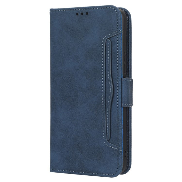 For Infinix Hot 20 4G / X682B Phone Cover Stand Multiple Card Slots PU Leather Wallet Case - Blue