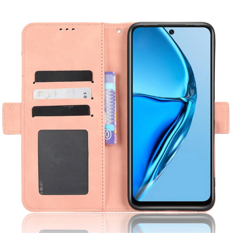 For Infinix Hot 20 4G / X682B Phone Cover Stand Multiple Card Slots PU Leather Wallet Case - Pink