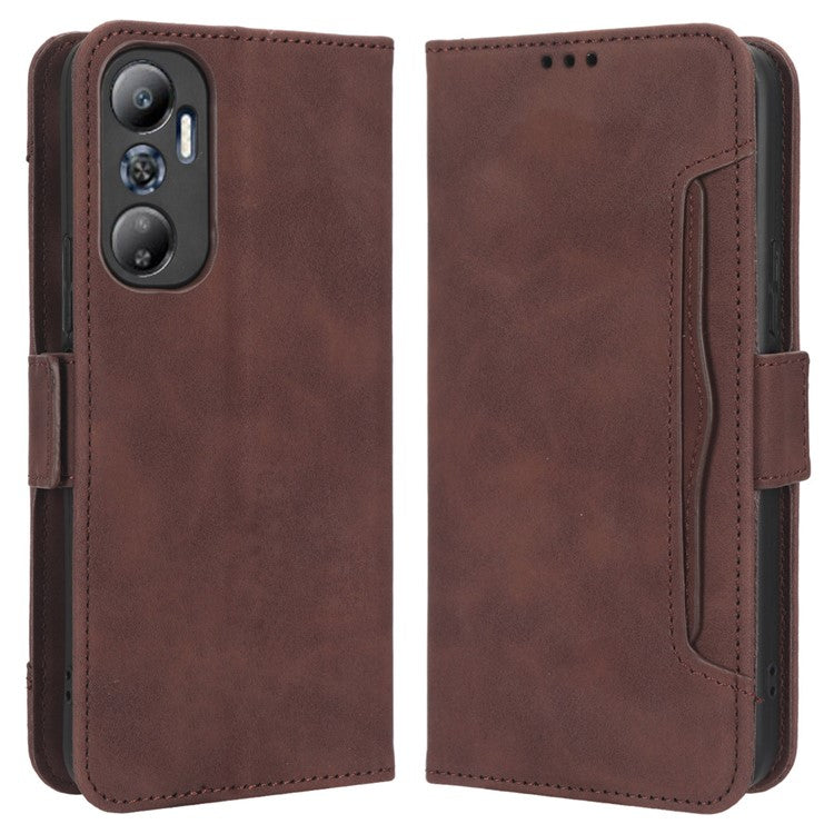 For Infinix Hot 20 4G / X682B Phone Cover Stand Multiple Card Slots PU Leather Wallet Case - Brown