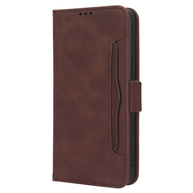 For Infinix Hot 20 4G / X682B Phone Cover Stand Multiple Card Slots PU Leather Wallet Case - Brown