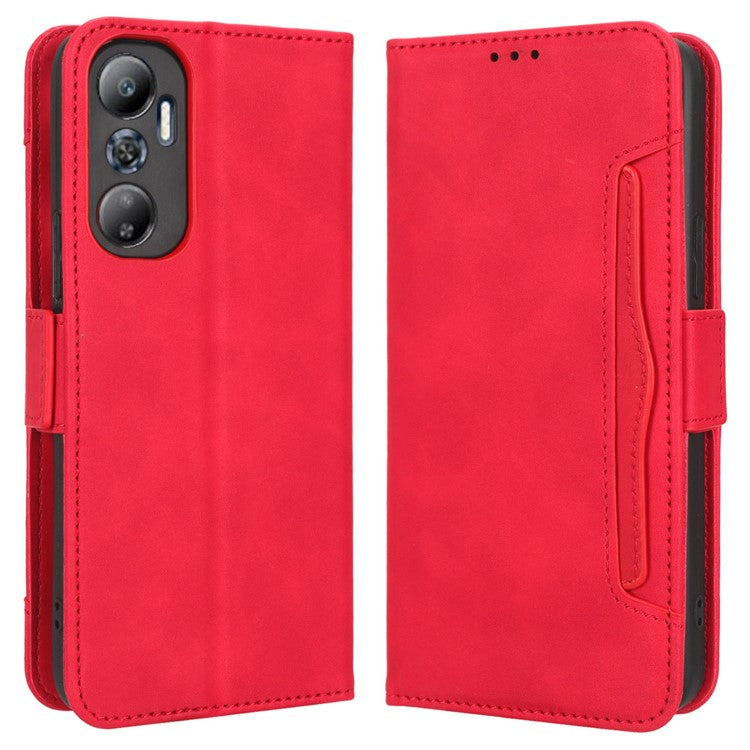 For Infinix Hot 20 4G / X682B Phone Cover Stand Multiple Card Slots PU Leather Wallet Case - Red