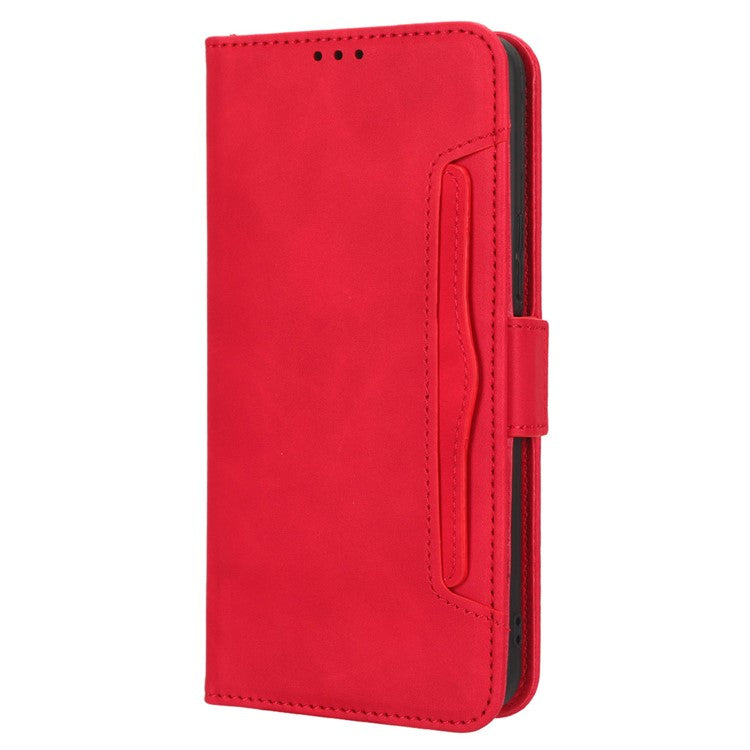For Infinix Hot 20 4G / X682B Phone Cover Stand Multiple Card Slots PU Leather Wallet Case - Red