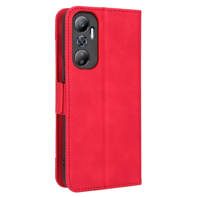 For Infinix Hot 20 4G / X682B Phone Cover Stand Multiple Card Slots PU Leather Wallet Case - Red
