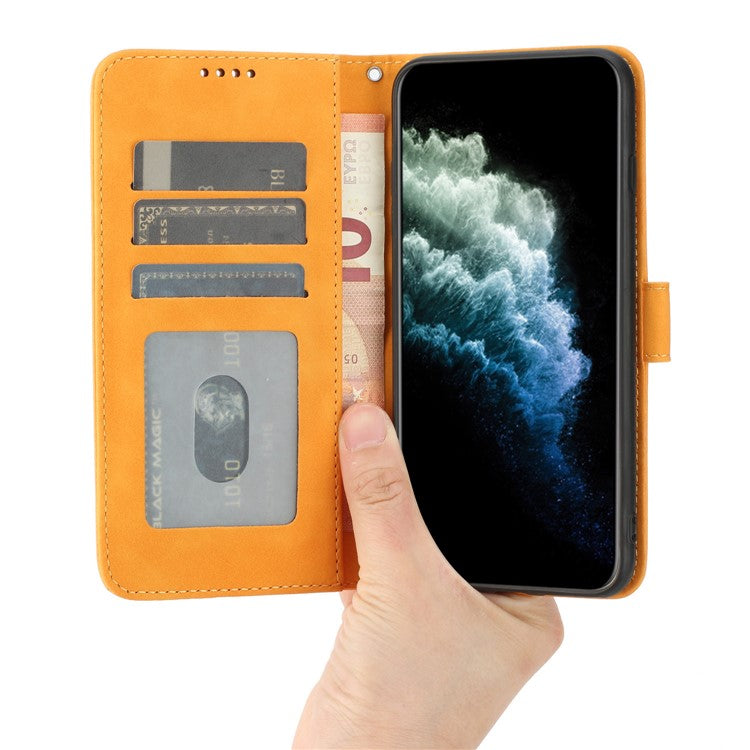 For Google Pixel 7 Pro 5G Wallet Phone Stand Cover Magnetic Clasp PU Leather Stand Cell Phone Case with Strap - Yellow