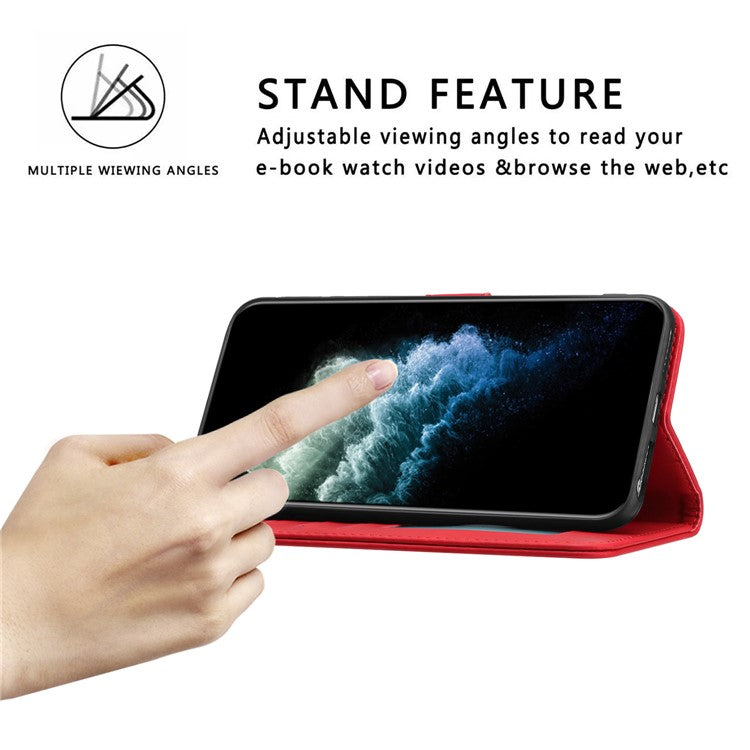For Google Pixel 7 5G Anti-scratch Mobile Phone Case Magnetic Clasp PU Leather Stand Flip Wallet Cover with Strap - Red