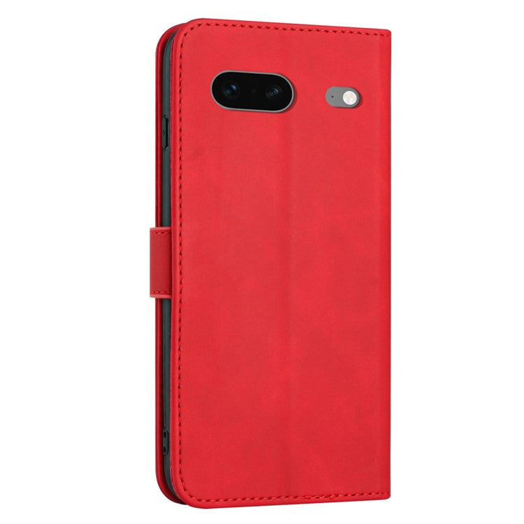 For Google Pixel 7 5G Anti-scratch Mobile Phone Case Magnetic Clasp PU Leather Stand Flip Wallet Cover with Strap - Red