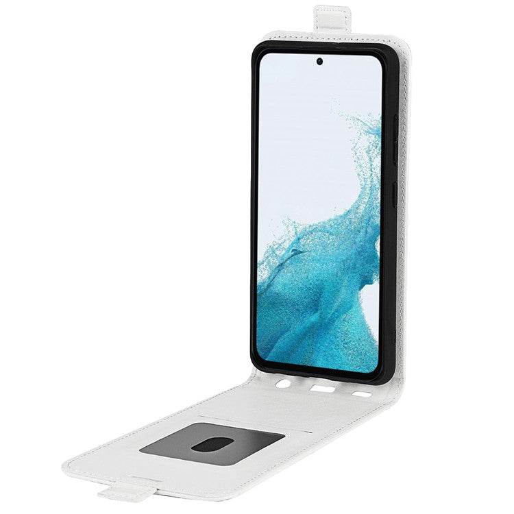 Anti-scratch Cell Phone Cover For Samsung Galaxy A54 5G Vertical Flip Crazy Horse Texture PU Leather Magnetic Clasp Phone Case Card Holder - White