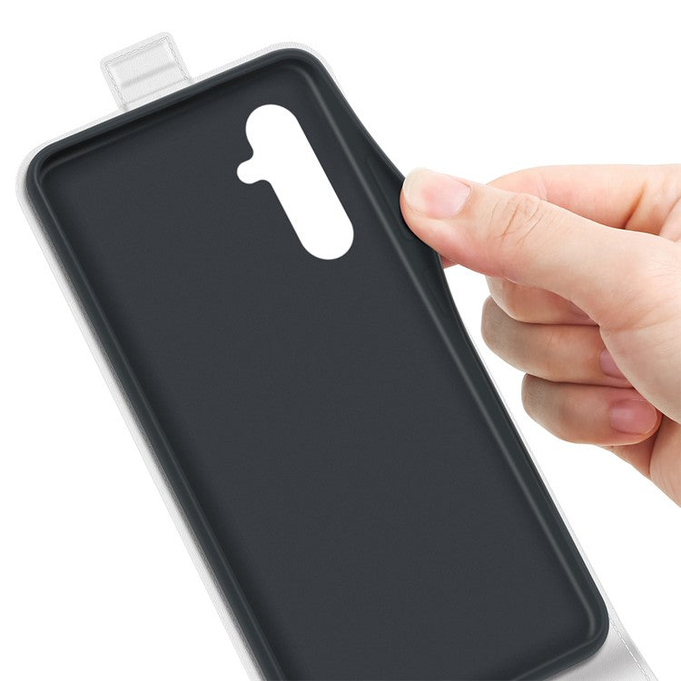 Anti-scratch Cell Phone Cover For Samsung Galaxy A54 5G Vertical Flip Crazy Horse Texture PU Leather Magnetic Clasp Phone Case Card Holder - White