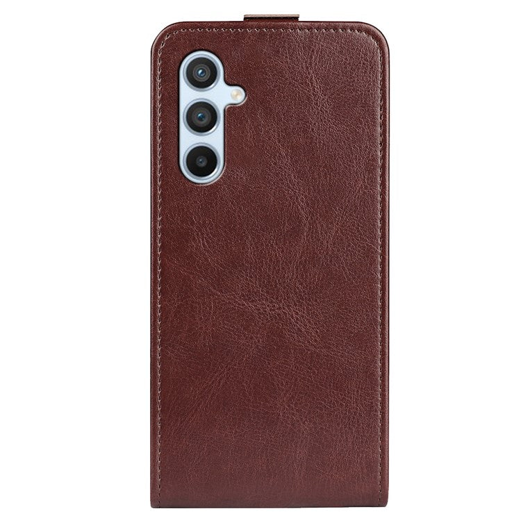 Anti-scratch Cell Phone Cover For Samsung Galaxy A54 5G Vertical Flip Crazy Horse Texture PU Leather Magnetic Clasp Phone Case Card Holder - Brown