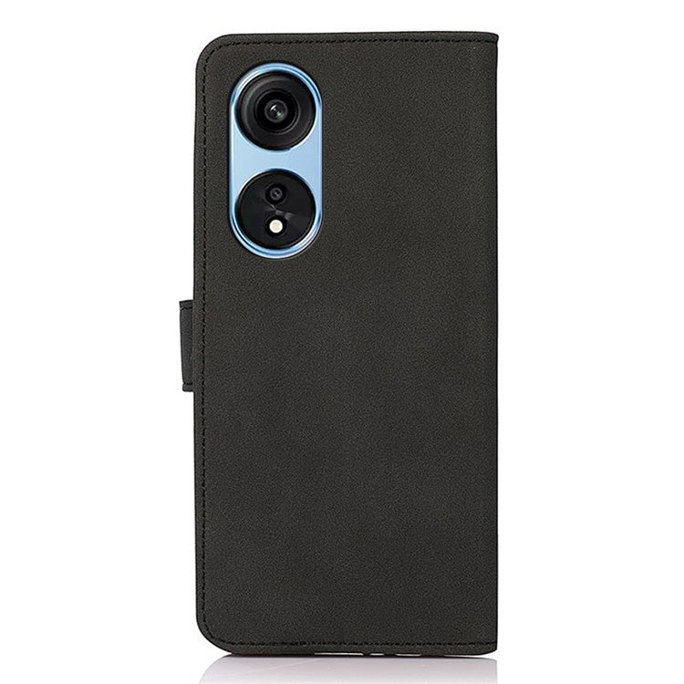 KHAZNEH PU Leather Phone Case for Oppo A1 Pro 5G / Reno8 T 5G, Textured Anti-Scratch Magnetic Wallet Phone Cover with Stand - Black