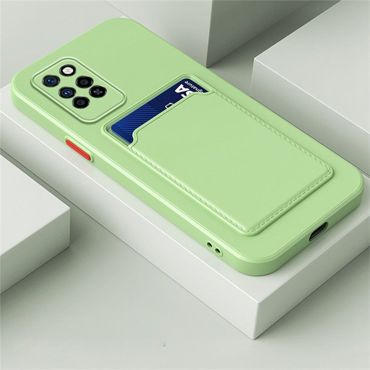 For Infinix Note 10 Pro Card Holder Drop-Proof TPU Case Protective Cell Phone Cover - Light Green